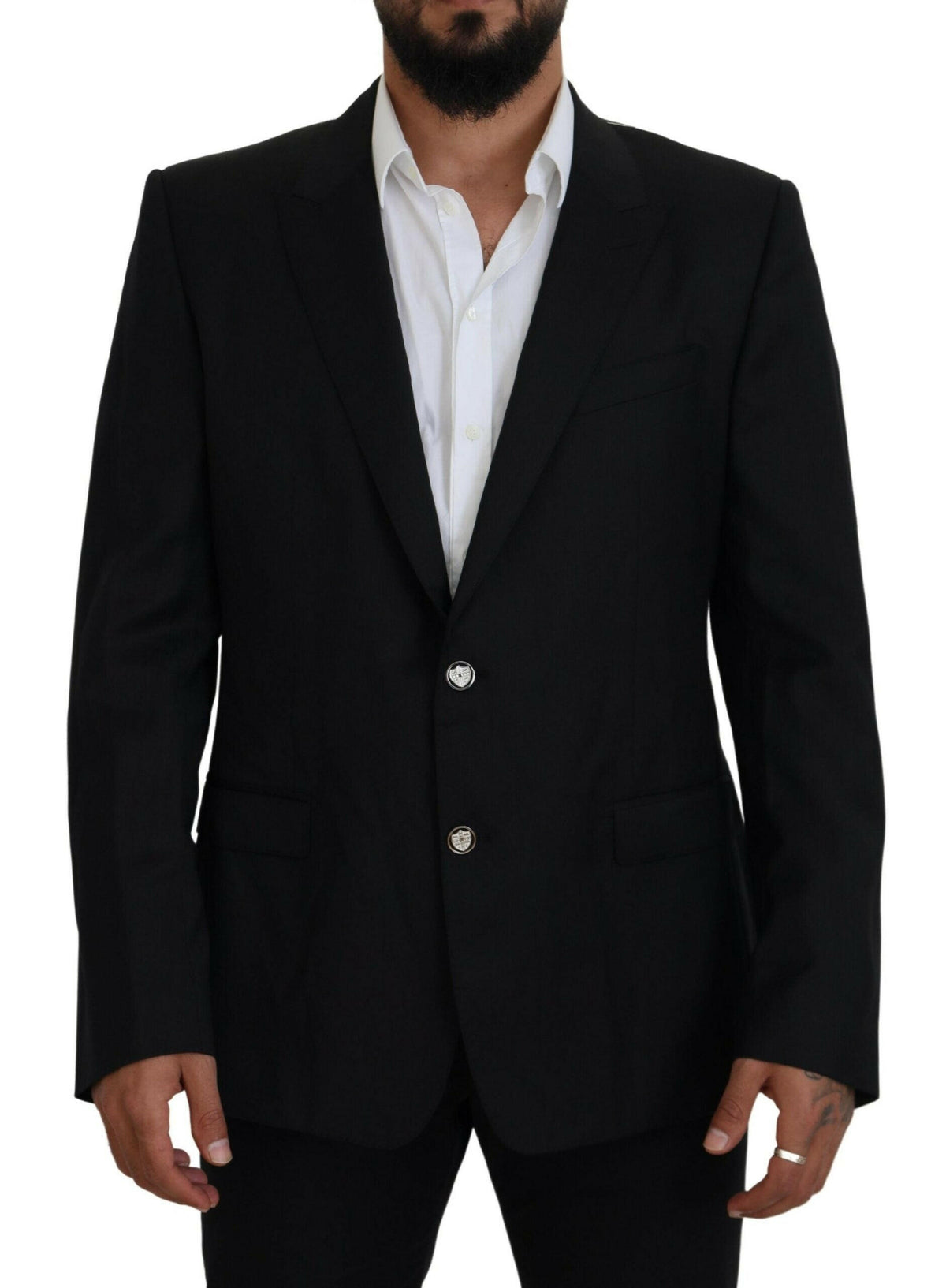 Elegant Black Martini Wool Blazer