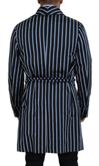 Elegant Striped Silk Blend Robe