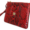 Dolce & Gabbana Elegant Red Leather Ayers Snake Clutch