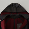 Dolce & Gabbana Elegant Hooded Parka Coat in Black and Bordeaux