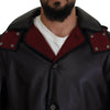 Dolce & Gabbana Elegant Hooded Parka Coat in Black and Bordeaux