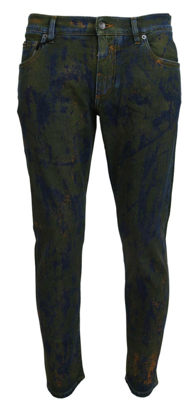 Dolce & Gabbana Chic Slim-Fit Denim Jeans in Green Wash