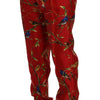 Dolce & Gabbana Elegant Silk Dress Trousers in Red Bird Print