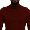 Dolce & Gabbana Elegant Maroon Collar Zip Sweater