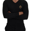 Dolce & Gabbana V-Neck Cashmere Sweater with Heart Embroidery