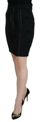 Elegant Black High-Waist Silk-Lined Skirt