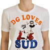 Dolce & Gabbana Elegant White Crew Neck Tee with Colorful Print