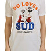 Dolce & Gabbana Elegant White Crew Neck Tee with Colorful Print