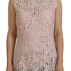 Dolce & Gabbana Elegant Sheer Lace Sleeveless Blouse in Pink