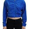 Juicy Couture Glam Hooded Zip Cropped Sweater in Blue