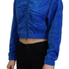 Juicy Couture Glam Hooded Zip Cropped Sweater in Blue