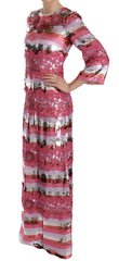 Dolce & Gabbana Opulent Pink Sequined Floor-Length Dress