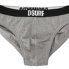 Dsquared² Elegant Gray Cotton Stretch Briefs