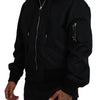 Dolce & Gabbana Sleek Black Hooded Bomber Jacket