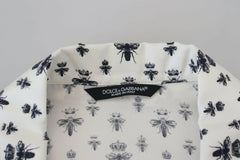 Dolce & Gabbana Elegant Silk Pajama Top with Crown Bee Print