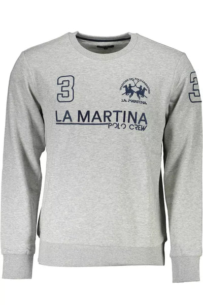 La Martina Gray Cotton Men Sweater