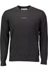 Black Cotton Men Sweater