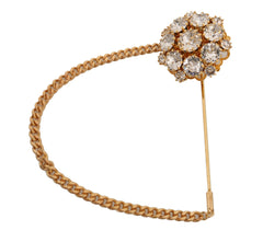 Exquisite Crystal-Embellished Gold Brooch