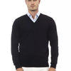 Alpha Studio Black Wool Men Sweater