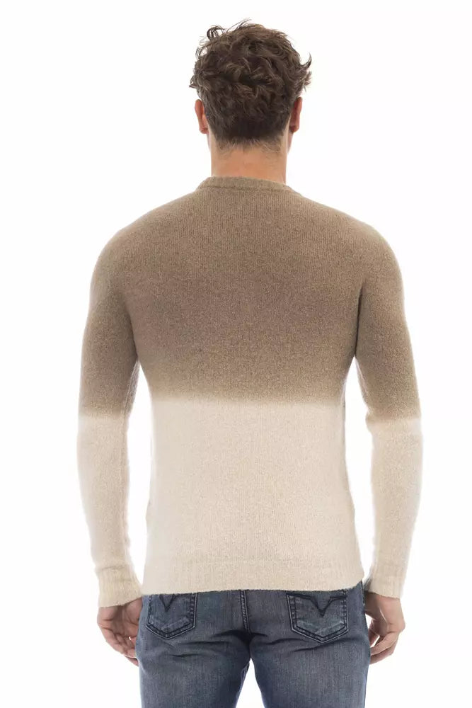 Alpha Studio Beige Alpaca Men Sweater