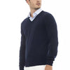 Alpha Studio Blue Wool Men Sweater