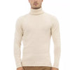 Alpha Studio Beige Alpaca Leather Men Sweater