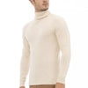 Alpha Studio Beige Alpaca Leather Men Sweater