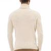 Alpha Studio Beige Alpaca Leather Men Sweater