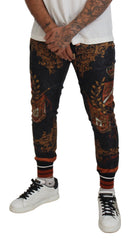 Dolce & Gabbana Baroque Crown Silk Sweatpants