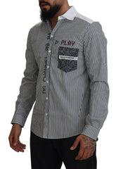 Dolce & Gabbana Slim Fit Striped Casual Shirt with Channel Motive