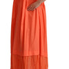 Twinset Elegant Coral Maxi Dress with Short Sleeves