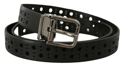 Dolce & Gabbana Elegant Black Leather Belt with Metal Buckle