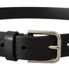 Dolce & Gabbana Elegant Black Leather Belt with Metal Buckle