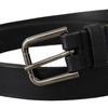 Dolce & Gabbana Elegant Black Leather Belt with Metal Buckle