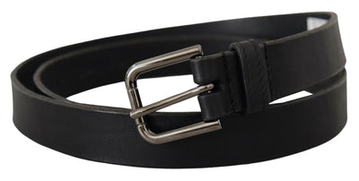 Dolce & Gabbana Elegant Black Leather Belt with Metal Buckle