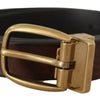 Dolce & Gabbana Elegant Brown Leather Belt with Logo Buckle