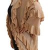 Aniye By Chic Beige Long Sleeve Open Front Cardigan