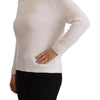 Alpha Studio Elegant White Cotton Pullover Sweater