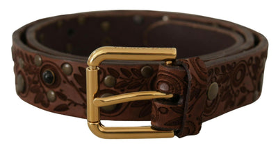 Dolce & Gabbana Elegant Leather Belt with Engraved Buckle