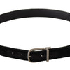 Dolce & Gabbana Elegant Black Velvet Engraved Buckle Belt