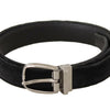 Dolce & Gabbana Elegant Velvet Designer Belt with Logo Engraved Buckle