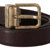 Dolce & Gabbana Elegant Leather Belt with Engraved Buckle