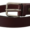 Dolce & Gabbana Maroon Luxe Leather Belt with Metal Buckle