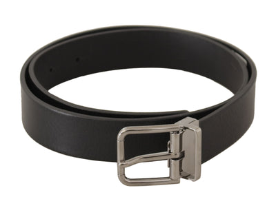 Dolce & Gabbana Elegant Black Leather Belt with Metal Buckle