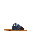 Chloé Sumptuous Cotton Woody Slide Sandals in Denim Blue