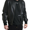 Dolce & Gabbana Elegant Black Leather Bomber Jacket