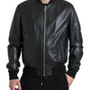 Dolce & Gabbana Elegant Black Leather Bomber Jacket