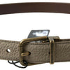 Dolce & Gabbana Elegant Beige Leather Belt with Metal Buckle