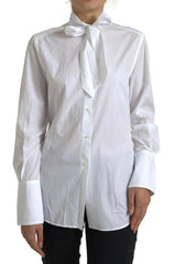 Elegant White Cotton Long Sleeve Shirt