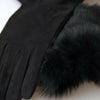 Dolce & Gabbana Elegant Leather Elbow Length Gloves with Fur Trim